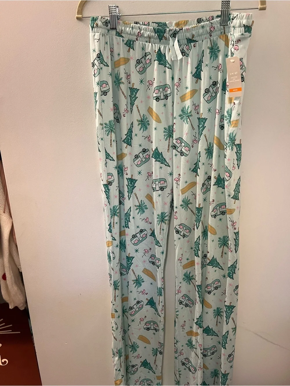 INK + IVY Women's Long Sleeve Notch Collar Top/Lounge Pants 2 Piece Pajama Set